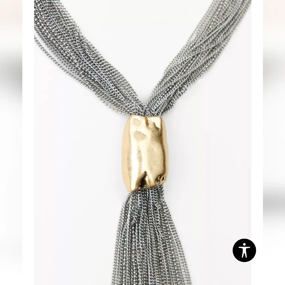 METALLIC PIECE FRINGE NECKLACE SIZE M - Picture 4 of 5